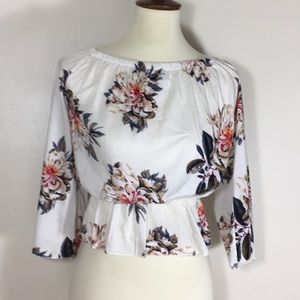 Floral peplum peasant blouse.